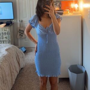 Love Tree Sky Blue Smocked Dress